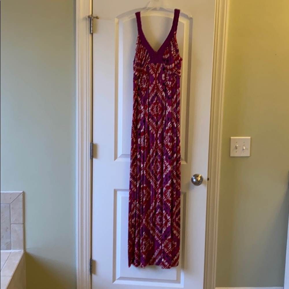 Red and purple maxi dress